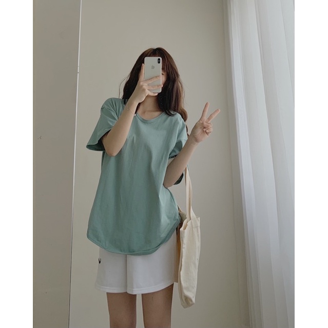 Áo thun nữ, Áo phông cộc tay Quảng Châu chất thun giấy co giản form rộng trơn basic thời trang hottrend
