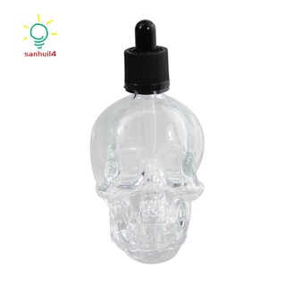 Chai Thủy Tinh Trong Suốt Hình Đầu Lâu Đựng Tinh Dầu 30ml Có Nắp Chống Tràn