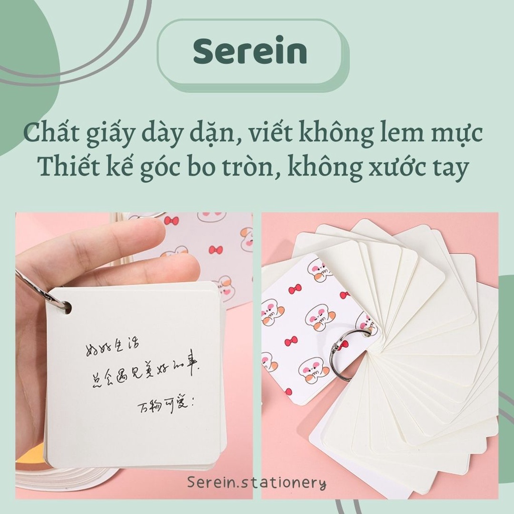 Flashcard 80 tờ thẻ học từ vựng cute SEREIN thẻ flashcard học ngoại ngữ nhiều mẫu văn phòng phẩm phong cách Hàn Quốc