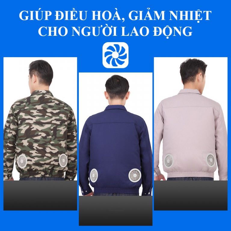 Áo Điều Hòa công nghệ Nhật Bản [Tặng thêm 1 áo rời] Pin 20000MAH chạy 12-17 tiếng, quạt 12V cực mạnh - Bảo hành 12 tháng