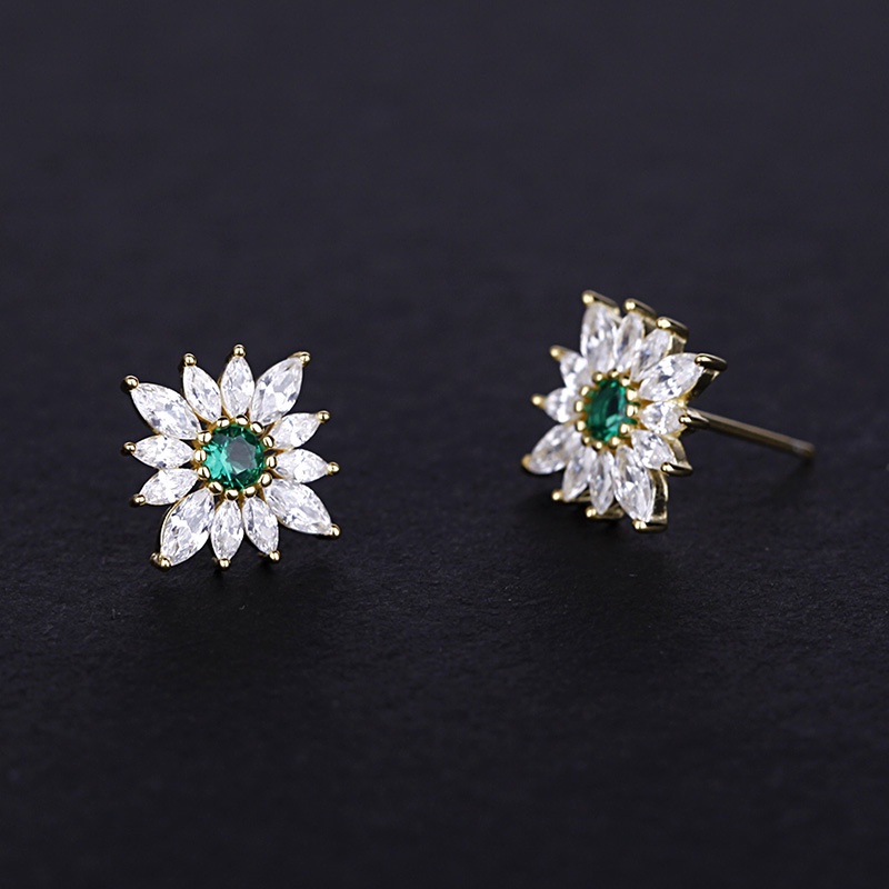 Bông Tai Hoa Nhỏ Lấp Lánh Đính Đá Xanh Bảo Ngọc Cho Nữ B2673 - Bảo Ngọc Jewelry