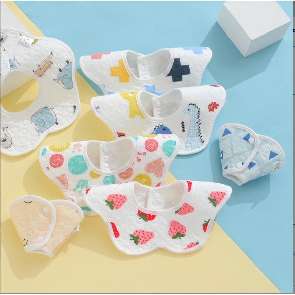 Yếm tròn xoay yếm dãi 360 có chống thấm dành cho bé chất liệu cotton