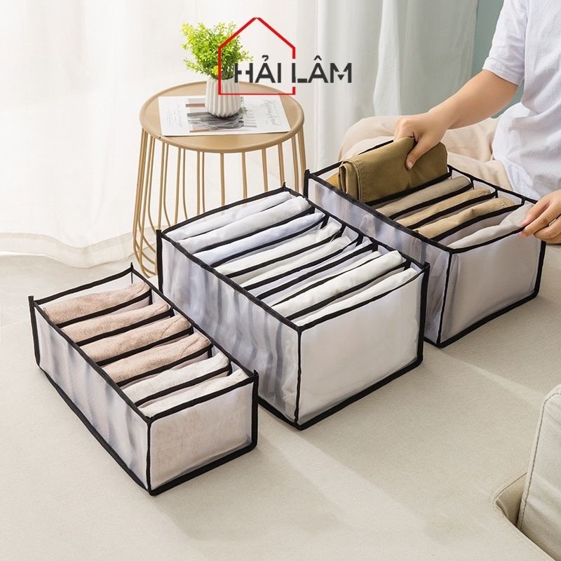 Túi đựng quần áo chia ngăn, hộp xếp đồ lót tiện ích, khay xếp quần áo gọn gàng ngăn chia tủ quần áo
