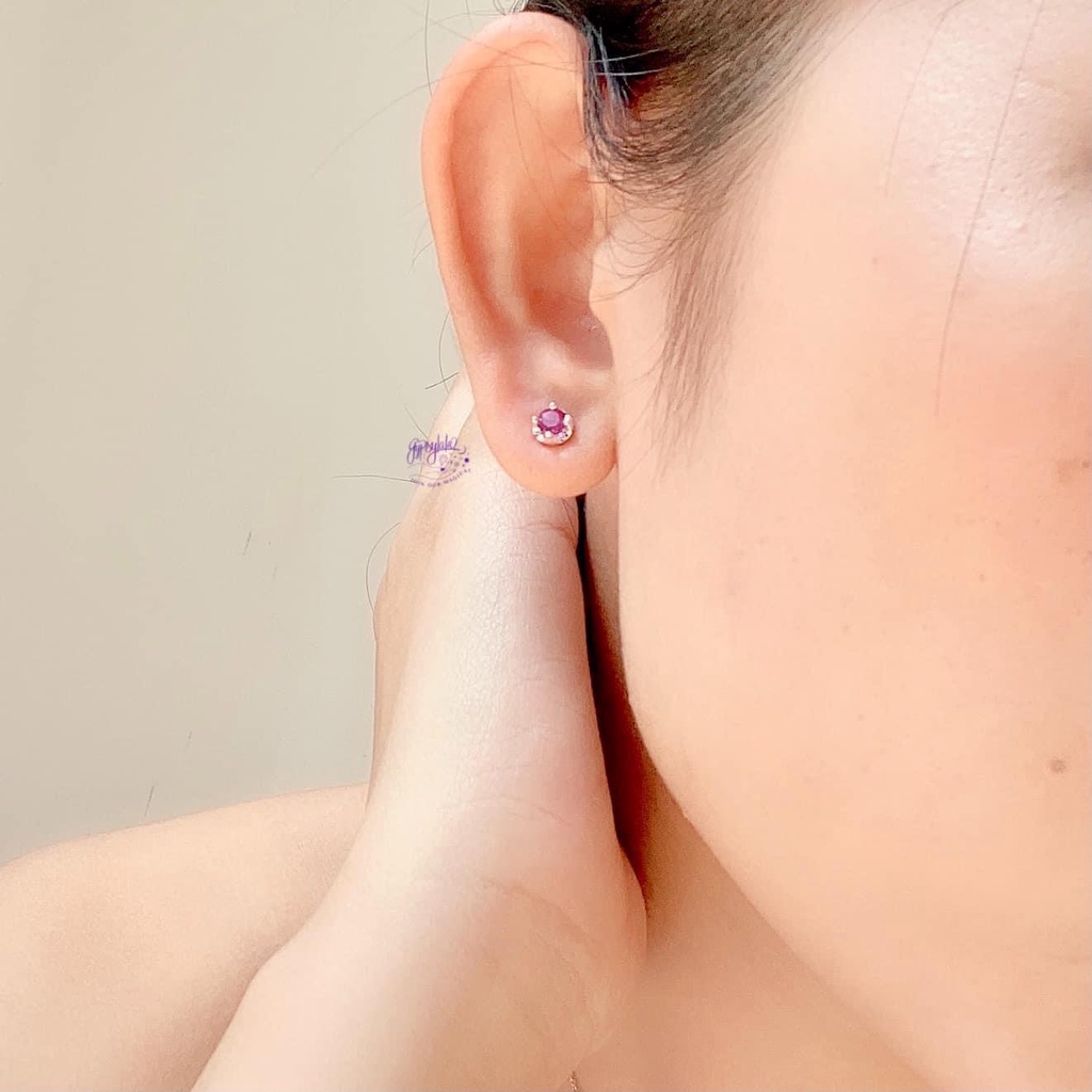 Bông Tai Đá Ruby Hồng Thiên Nhiên Tượng Trưng Tình Yêu SP003236 Gypsy.lala
