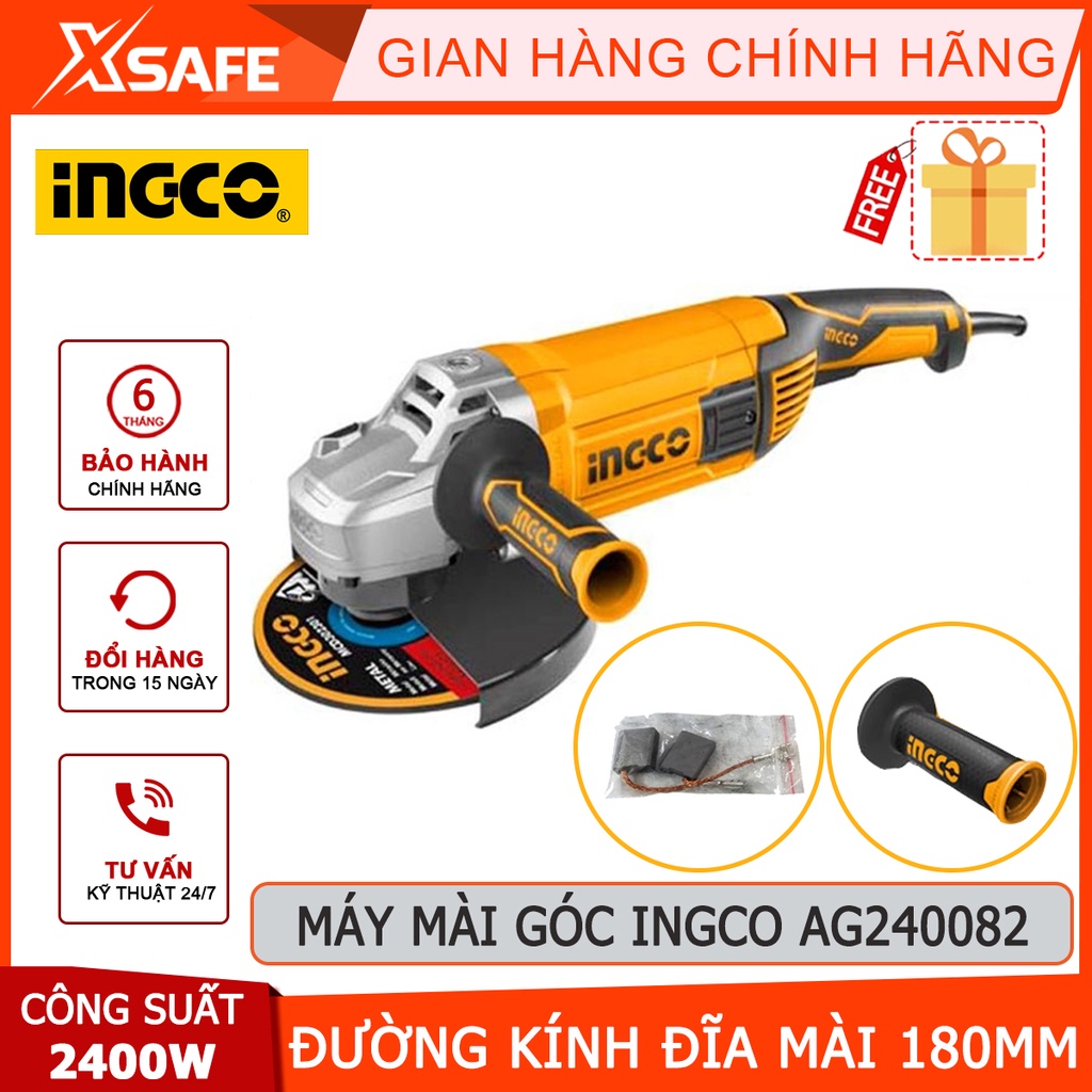 Máy mài góc INGCO AG240082 2400W Máy mài cầm tay cốt mài M14 nhựa cao cấp chống chịu nhiệt, va đập, sức ép rất tốt