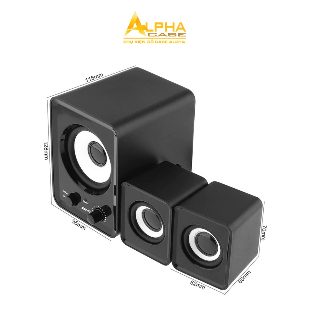 Bộ 3 Loa Máy Tính PC Cao Cấp 2.1, Loa vi tính Âm Bass Echo Hay, Nhỏ Gọn casealpha