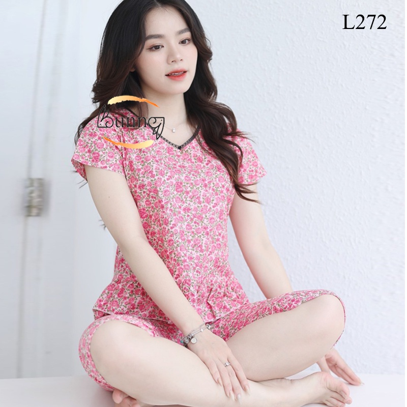 [Bunnysky] Đồ bộ mặc nhà lửng thô kate hàn mềm mịn thoáng mát xinh xắn