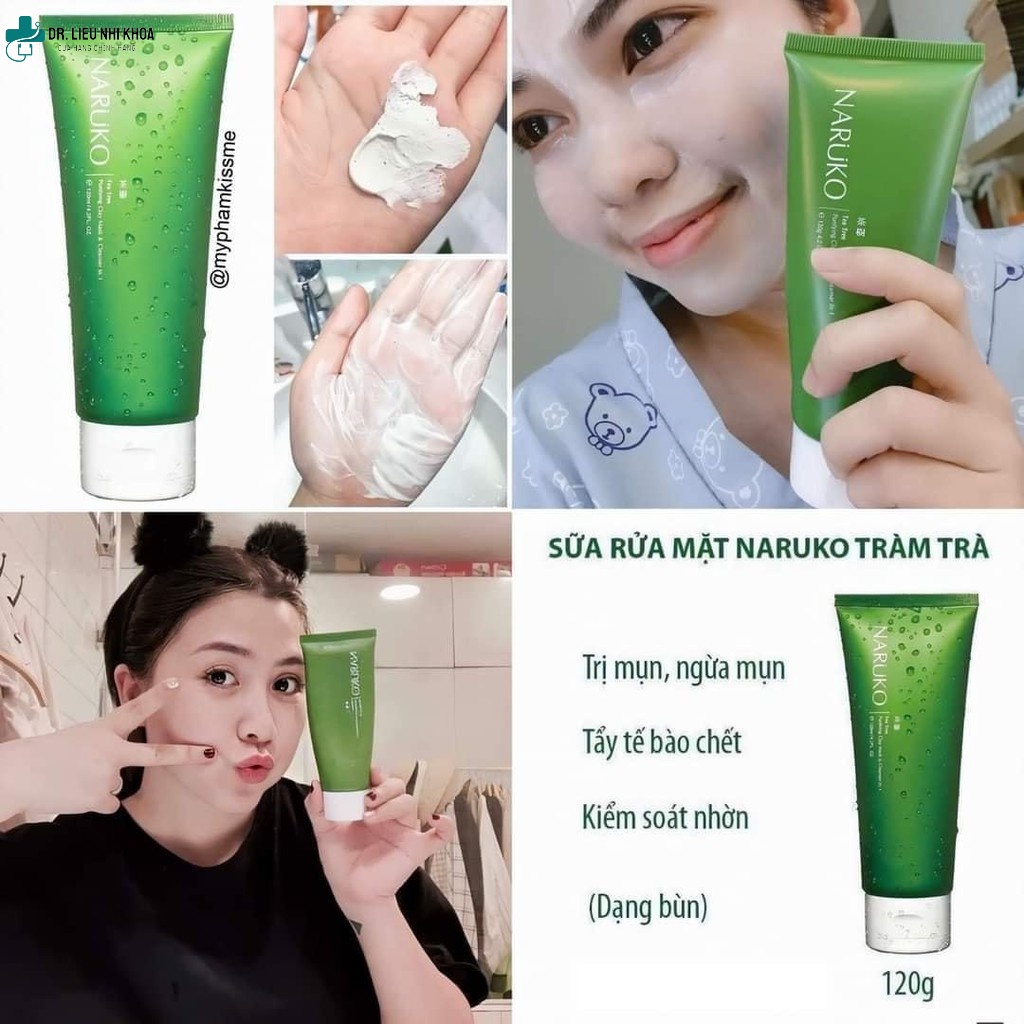 Dr.lieu-Sữa rửa mặt Naruko Tea Tree Purifying Clay Mask and Cleanser 120 gr