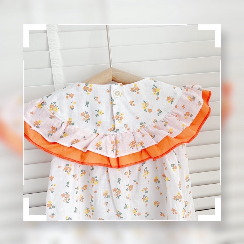 Váy thổ cổ dáng quạt in hoa nhí cho bé gái(8-18kg)