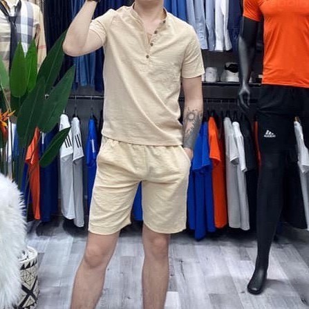 Bộ đũi nam cộc tay cổ tàu Mantino , chất đũi Thái, form chuẩn mặc mát lạnh, thoáng mát thấm hút mồ hôi | BigBuy360 - bigbuy360.vn