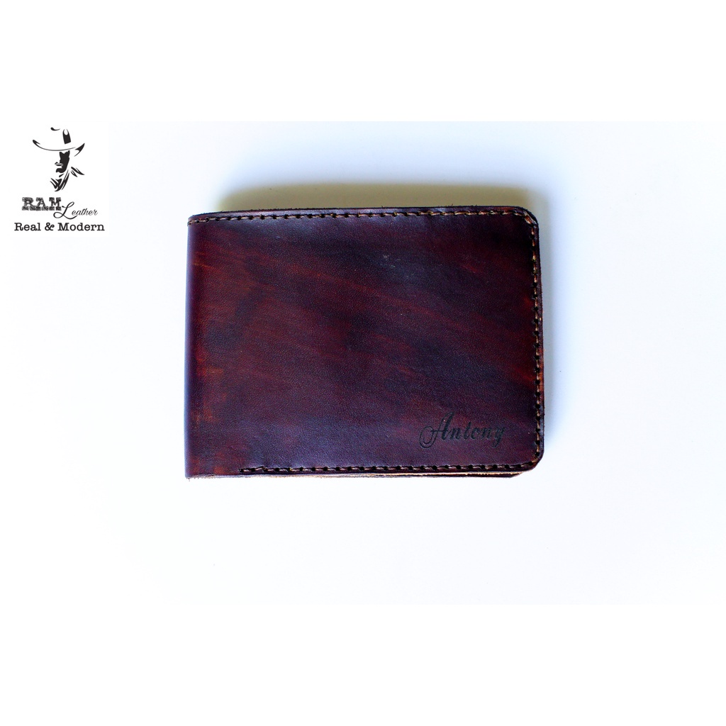 Ví Dáng Ngang Da Bò Veg Ý Nhuộm Thủ Công Màu Nâu Đậm - Ram Leather