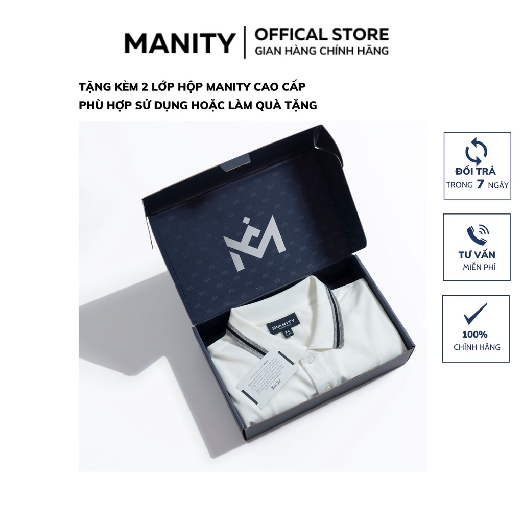 Áo polo nam cổ bẻ slogan MANITY vải cá sấu Cotton xuất khẩu,chuẩn form, sang trọng - PLM0005