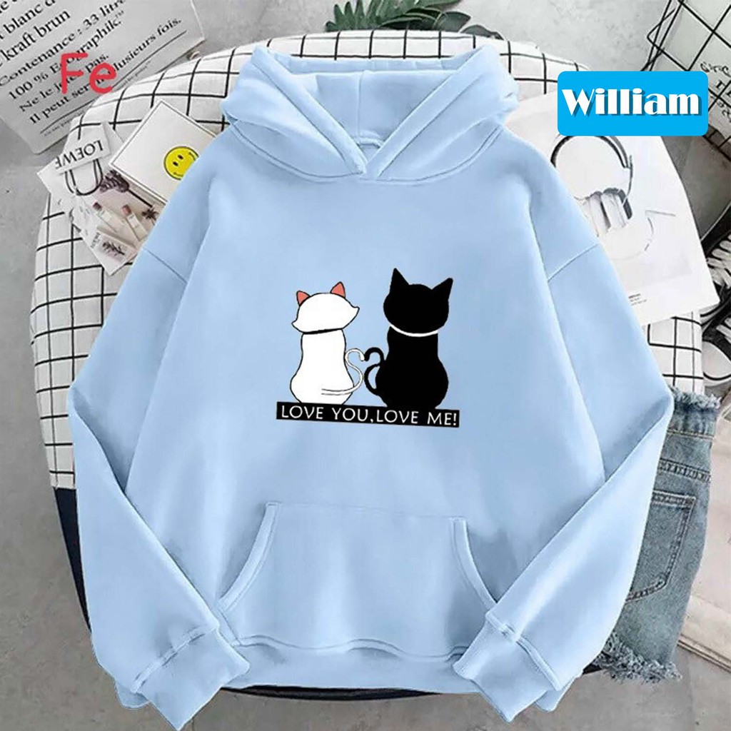 [FREESHIP_50K] Áo hoodie nam nữ nỉ ngoại in hình mèo William - DS84, chất nỉ dày dặn, nón 2 lớp, hợp làm áo cặp