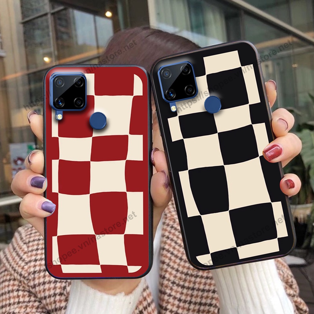 Ốp lưng Realme C12 / Realme C15 / Realme C17 / Realme 7I mặt cười, họa tiết caro đơn giản đẹp cute