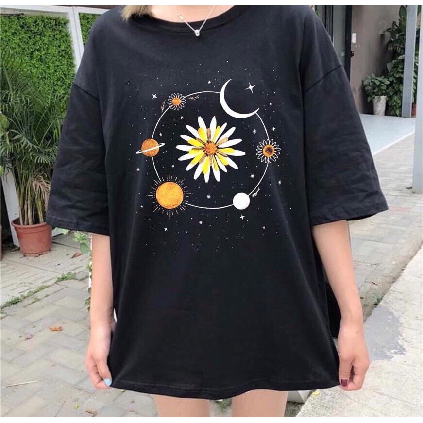 ÁO THUN NAM NỮ HOA CÚC VÀ HANH TINH IN 3D MÀU SIÊU ĐẸP HOT TREND GIÁ XƯỞNG SIÊU BÈO