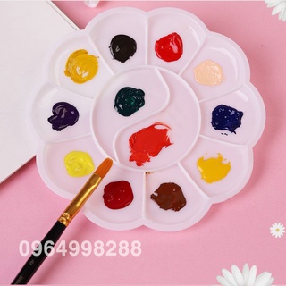 Khay pha màu/ palet hình hoa đào trắng cao cấp <3 tiện lợi, dùng để pha màu nước, màu bột, acrylic