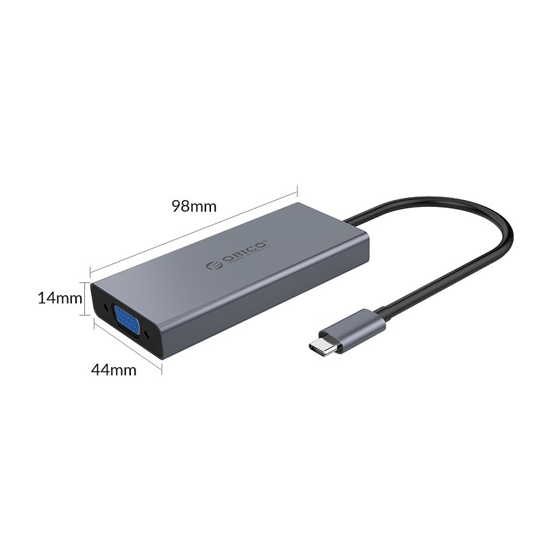 Hub USB Type-C 5 Cổng HDMI 4K 30Hz/ VGA 1920 *1080P 60Hz/ PD 60W Max/ AUDIO/ USB 3.0 ORICO MC-U501P-GY - Hàng Chính Hãng
