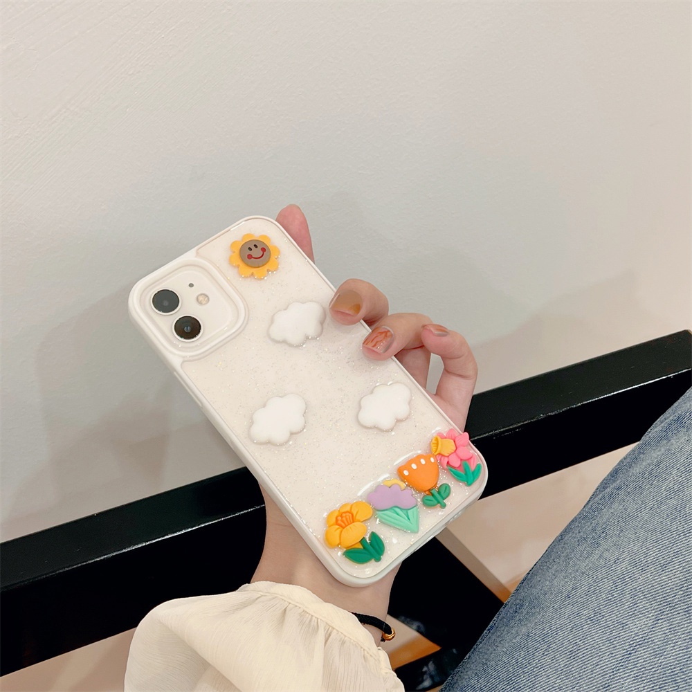 Ốp Điện Thoại TPU Mềm Trong Suốt Họa Tiết Hoa 3D Thời Trang Cho IPhone 11 12 13 Pro Max X XS XR 8 7 Plus 14 Pro Max