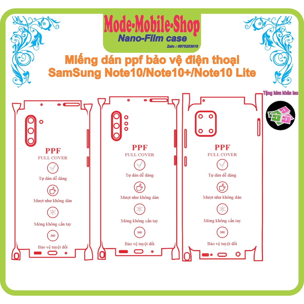 miếng dán ppf bảo vệ điện thoại samsung note 10/ note10 plus/ note 10 lite