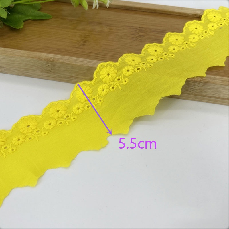 Dải Dây Ren Cotton 5.5cm Thêu Hoa Hồng Màu Sắc Đa Dạng Trang Trí Thủ Công 1 Yard  trang trí ren