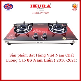 Bếp gas đôi mặt kính ikura - iv 7300 - đầu đốt hoa sen bằng đồng phi 86