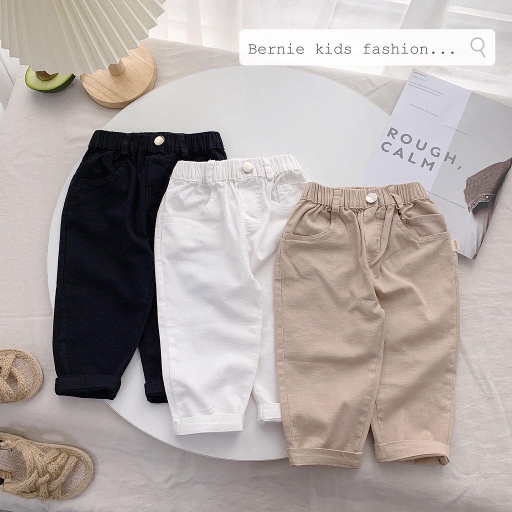 Quần Thô Kaki Linen Unisex Bernie Mix Đồ Siêu Đẹp Cho Bé Trai Bé Gái