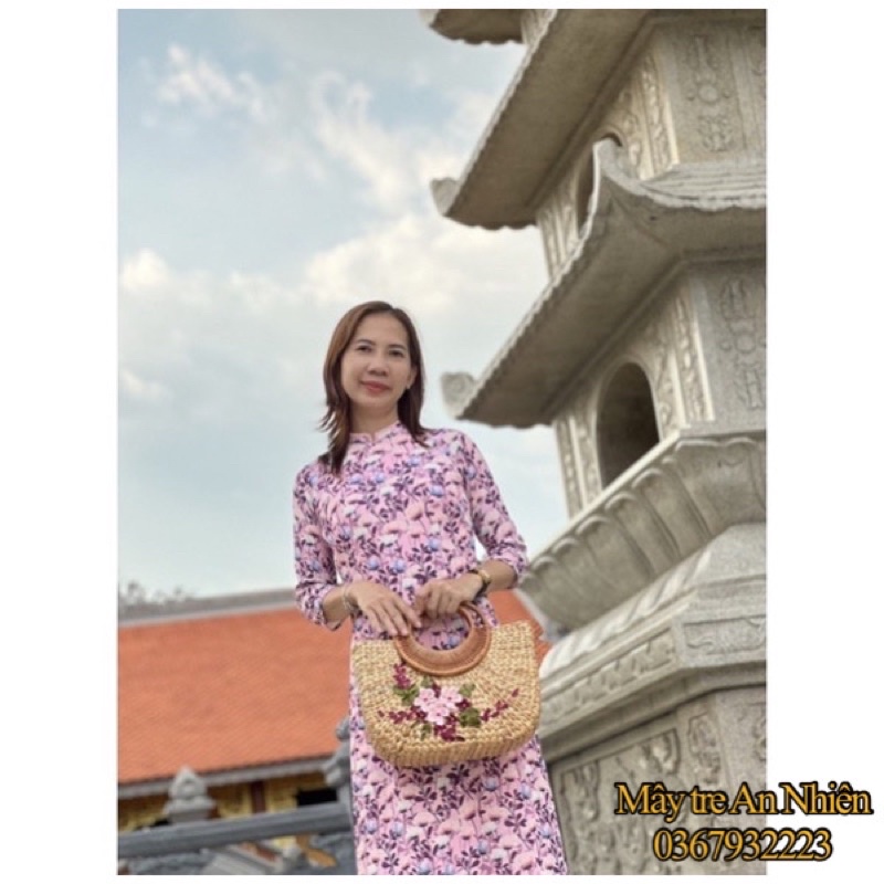 Giỏ lục bình quay mây hình bán nguyệt )