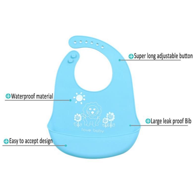 Yếm ăn uống từ silicone chống thấm nước in hình xinh xắn cho bé