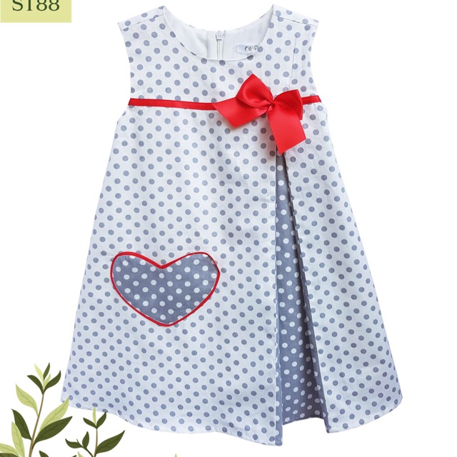 Váy Đầm Chấm Bi Cho Bé Gái Chất Liệu Cotton Mềm Mát