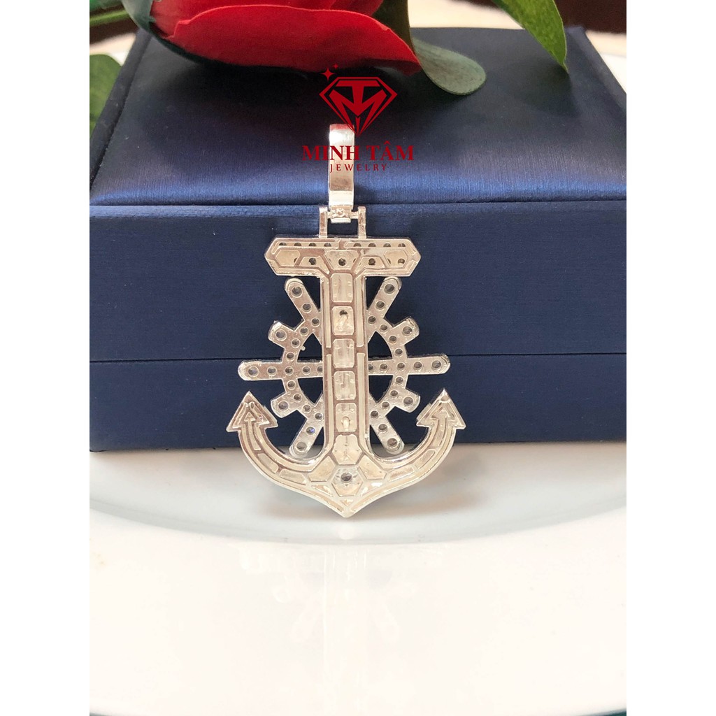 Mặt dây chuyền nam bạc ta hình mỏ neo nạm đá-Minh Tâm Jewelry