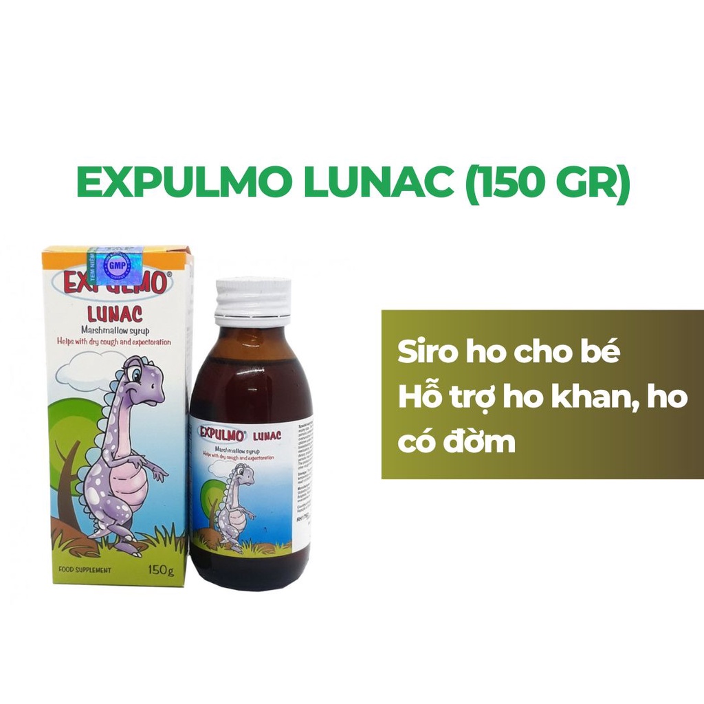 Siro Ho Trẻ Em Expulmo Lunac - HỖ TRỢ GIẢM HO KHAN, HO CÓ ĐỜM DÀNH CHO TRẺ EM 150g