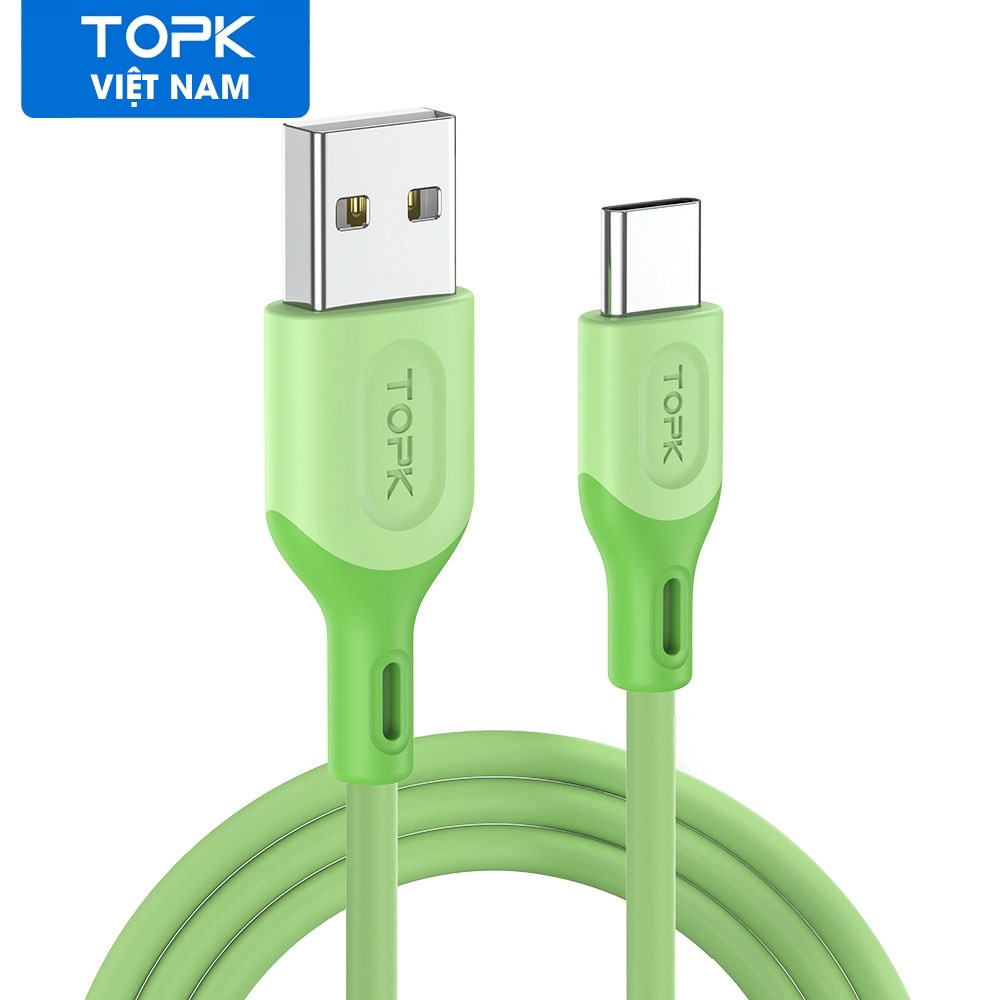 Cáp Sạc iP Micro Type C Topk An84 Làm Bằng Tpe Silicone Mềm Chống Đứt Gãy Độ Bền Cao