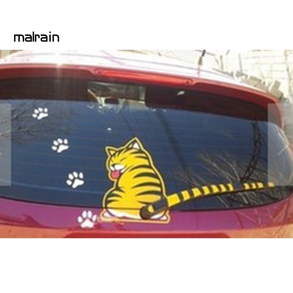 Miếng Dán Trang Trí Kính Chắn Gió Xe Hơi Họa Tiết Hoạt Hình Chú Mèo Lắc Đuôi Đáng Yêu