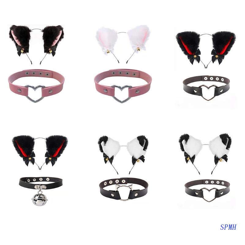 Băng Đô Tai Mèo Đính Nơ Và Chuông Siêu Đáng Yêu