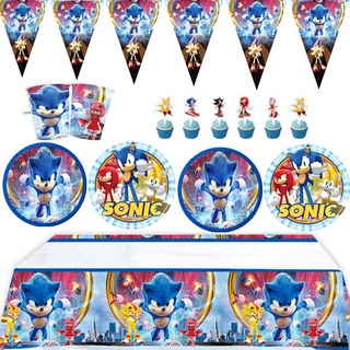 Set Bong Bóng + Thẻ Giấy Trang Trí Tiệc Sinh Nhật Chủ Đề Nhím Sonic The Hedgehog2 Ns3