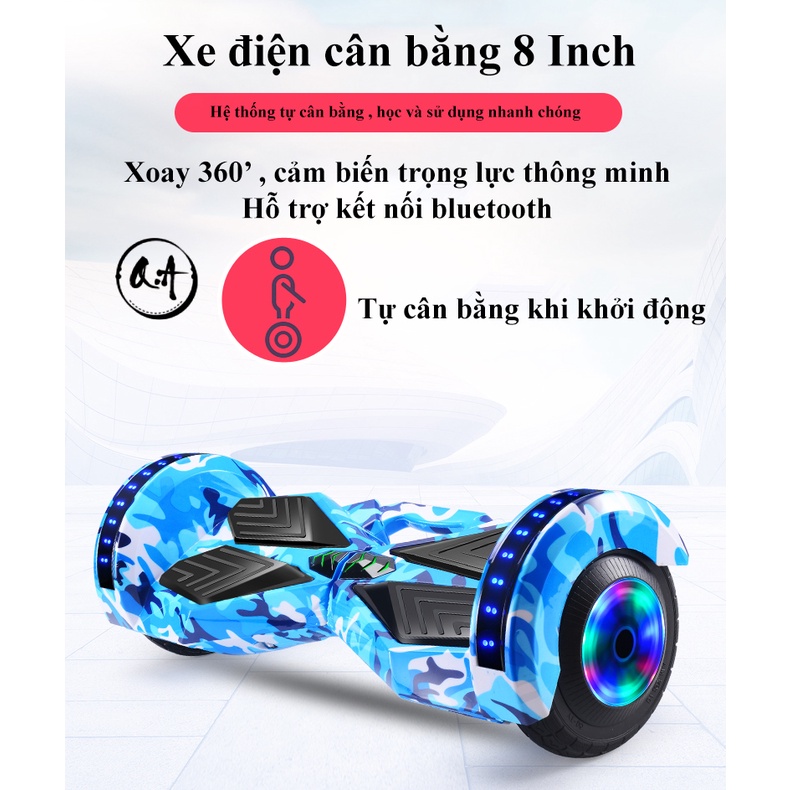 ✨[FREESHIP] ✨Xe Điện Cân Bằng 8 inch⭐ Smart Balance Wheel  Kết nối Bluetooth [ Tặng kèm sạc và đồ bảo hộ]