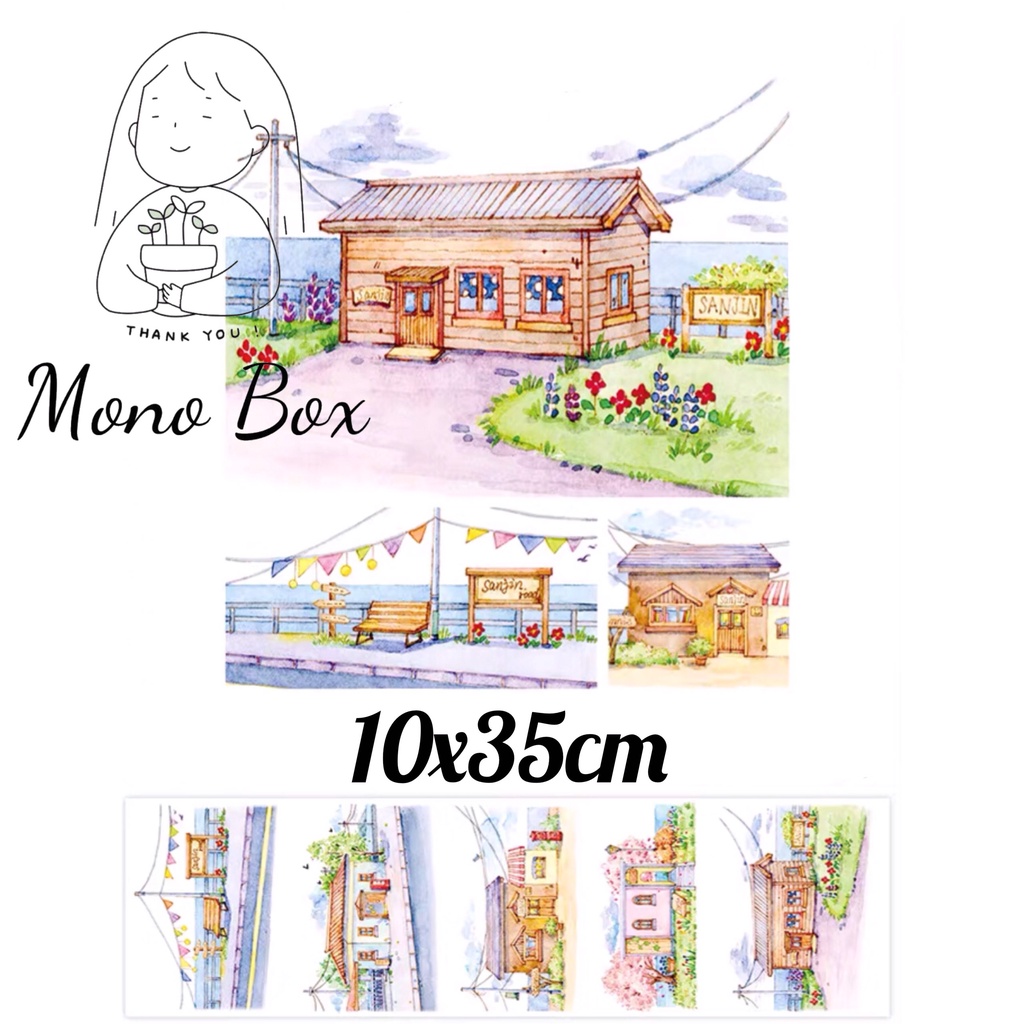 [Chiết] Washi tape 10x35cm nhà ga mùa hè Mono_box
