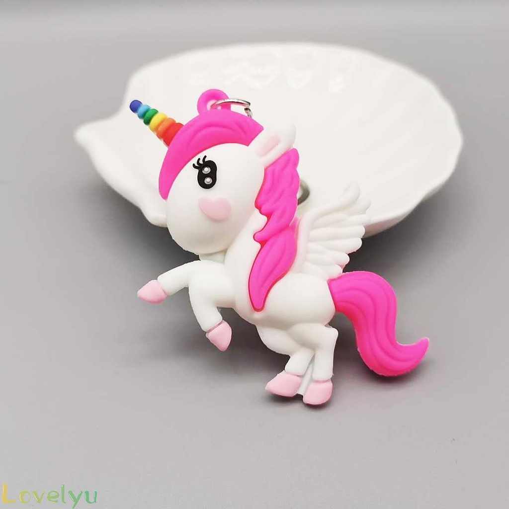 Móc khóa 3D hình Unicorn cầu vồng thích hợp làm quà tặng