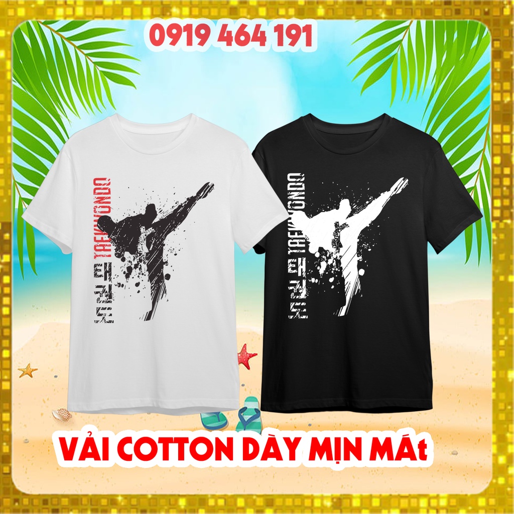 Áo thun võ Thuật - Kick Boxing - karate, phong cách hàn quốc, vải cotton dày mịn mát