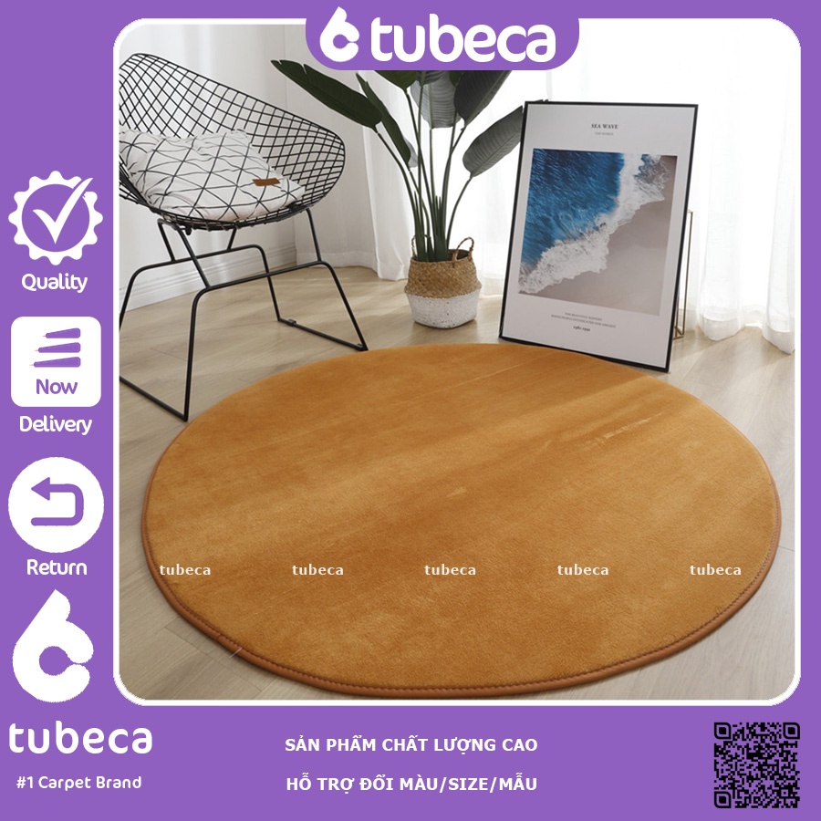 Thảm tròn trải sàn trang trí Decor Phòng ngủ | Phòng khách | 80cm | 1m | Nhung nỉ cao cấp | TUBECA