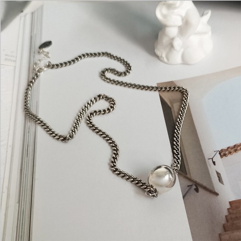 Vòng cổ Mặt Quả Cầu Thép Bạc Unisex