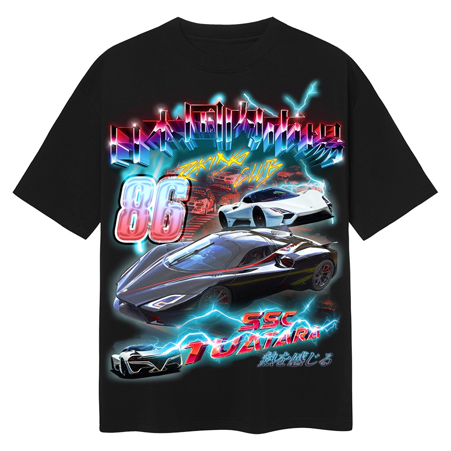 BLANK | Áo Thun TOKYO DRIFT Tay Lỡ Unisex - Đen/TAN Cổ Tròn
