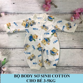 Bộ body sơ sinh cotton dài tay cho bé 3-6kg