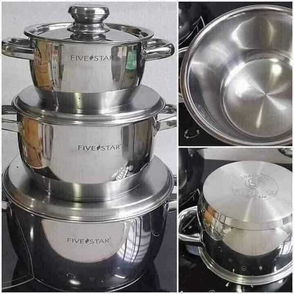 Bộ nồi 3 chiếc Fivestar 3 đáy nắp inox (kèm ảnh thật)