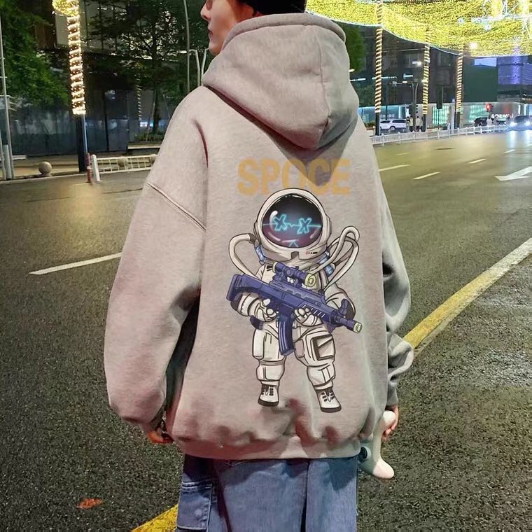 Áo hoodie Thể Thao Dáng Rộng In Hình Phi Hành Gia Thời Trang Thoải Mái Phong Cách Hàn Quốc Cỡ M-5XL Cho Nam
