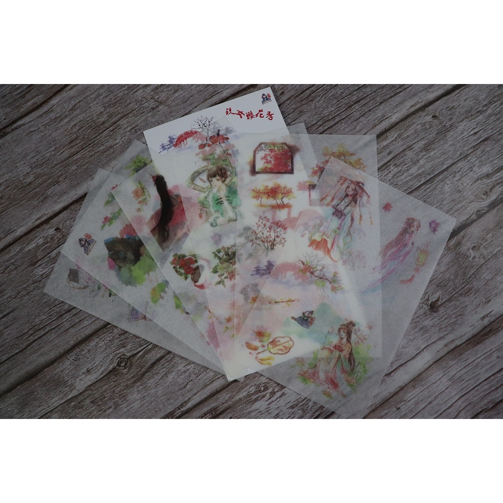 Bộ 6 Tấm Sticker Giấy Trang Trí Cổ Trang Ver.6