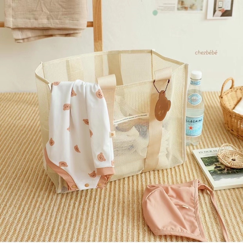 Túi Lưới Bỉm Sữa Dành Cho Mẹ và Bé KT 36x29x15cm Đi Biển Đi Chơi Xuất Hàn Cực Đẹp Decor