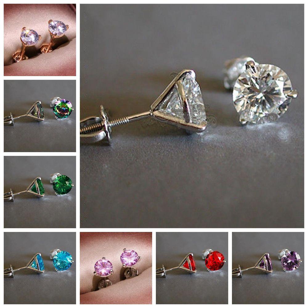 Khuyên Tai Ba Chấu Đính Đá Lấp Lánh Thời Trang Dự Tiệc Cưới|Màu Xanh Nước Biển Nhiều Màu Aquamarine