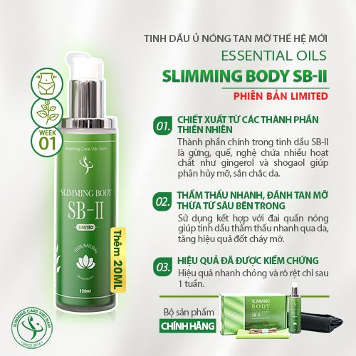 Tinh dầu Slimming Care Body Oil 100ml Dùng chung bộ Slimming Body SB2