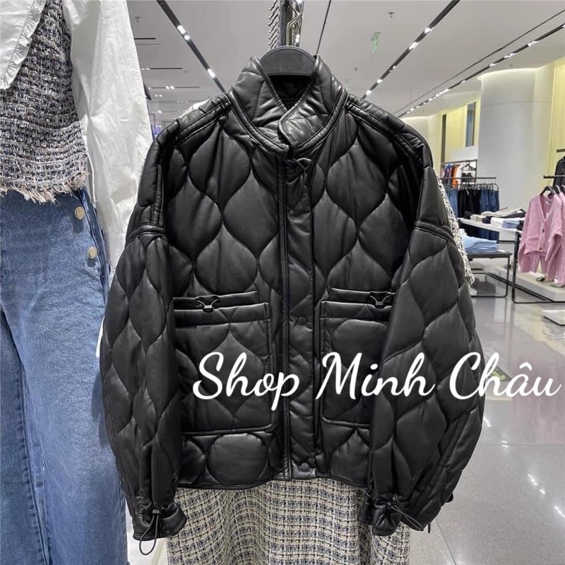 (Sẵn) Áo khoác da trần trám Zarraa canh sale, kèm video